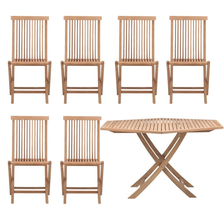 Viken Havemøbelsæt - 1 bord og 6 stole - teak - undefined - Skargaarden
